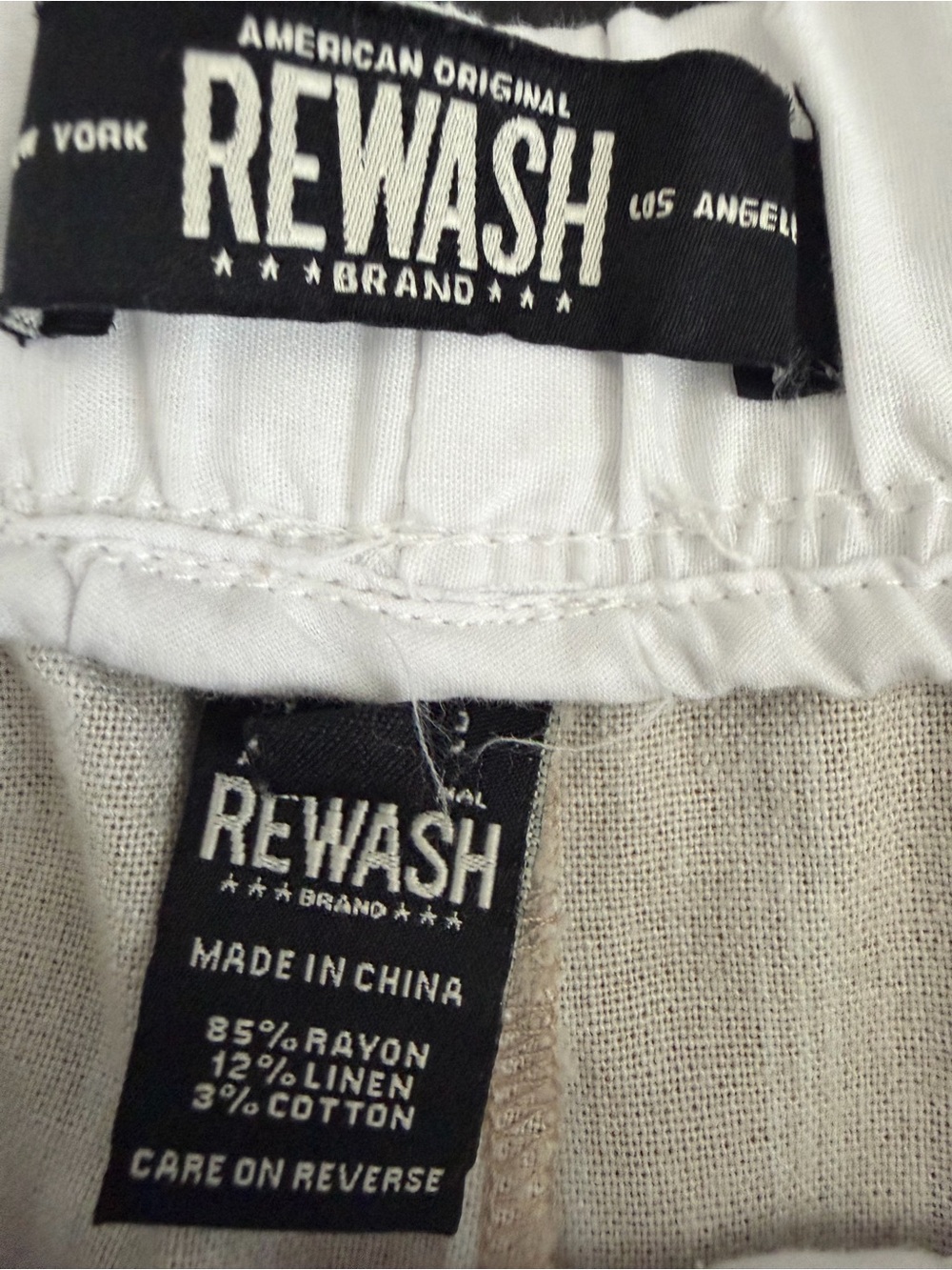Rewash Beige Striped Wide-Leg Linen-Blend Pants - Picture 6 of 8